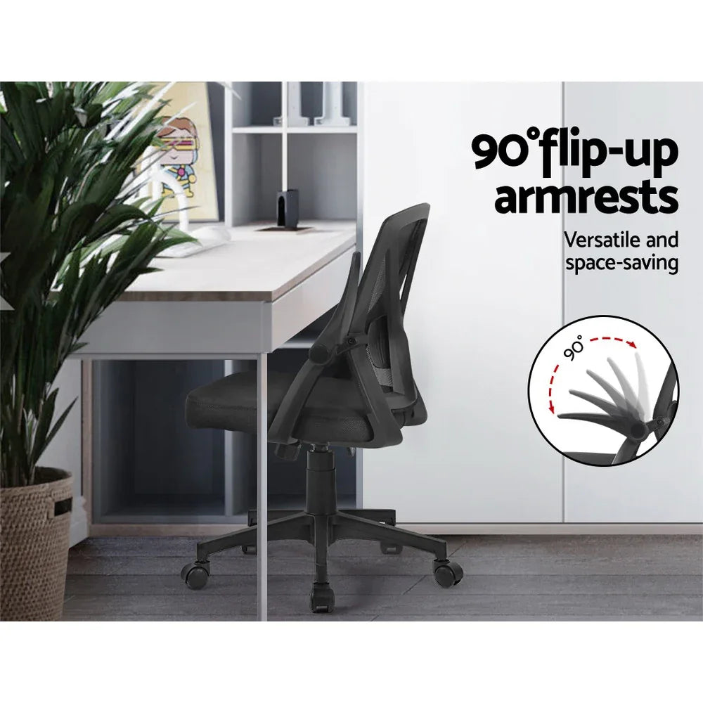 Artiss Mesh Office Chair Mid Back Black - Mekamart Australia