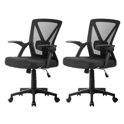 Artiss 2x Mesh Office Chair Mid Back Black - Mekamart Australia