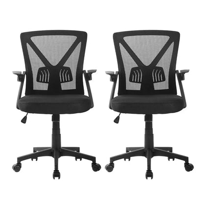 Artiss 2x Mesh Office Chair Mid Back Black - Mekamart Australia