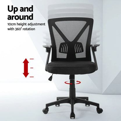Artiss 2x Mesh Office Chair Mid Back Black - Mekamart Australia