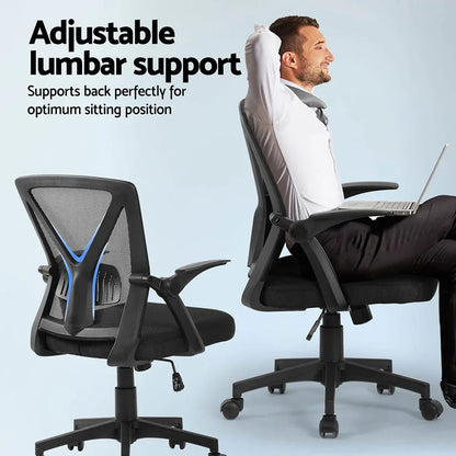 Artiss 2x Mesh Office Chair Mid Back Black - Mekamart Australia