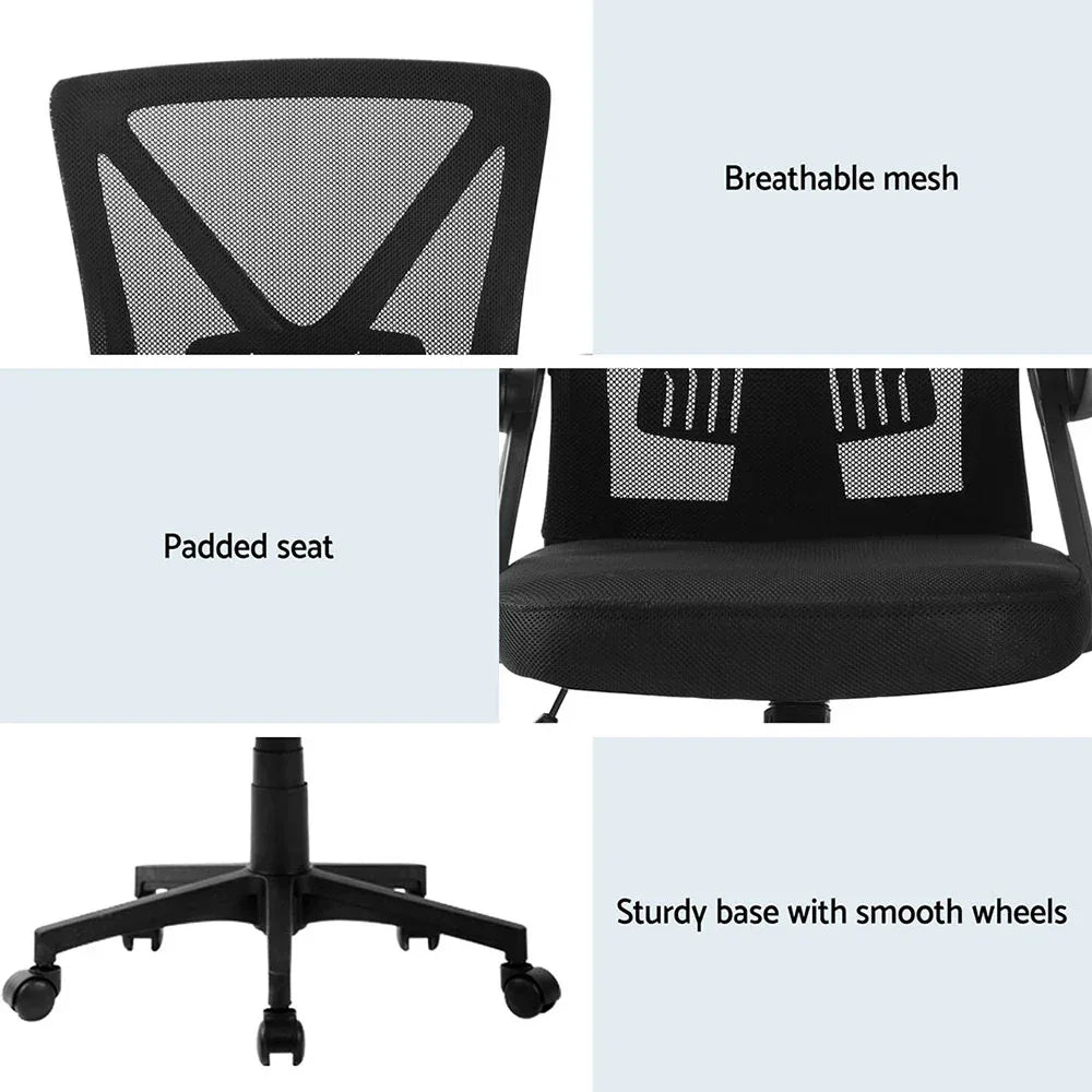 Artiss 2x Mesh Office Chair Mid Back Black - Mekamart Australia