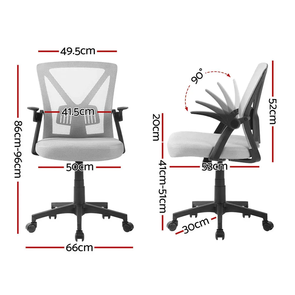 Artiss 2x Mesh Office Chair Mid Back Grey - Mekamart Australia