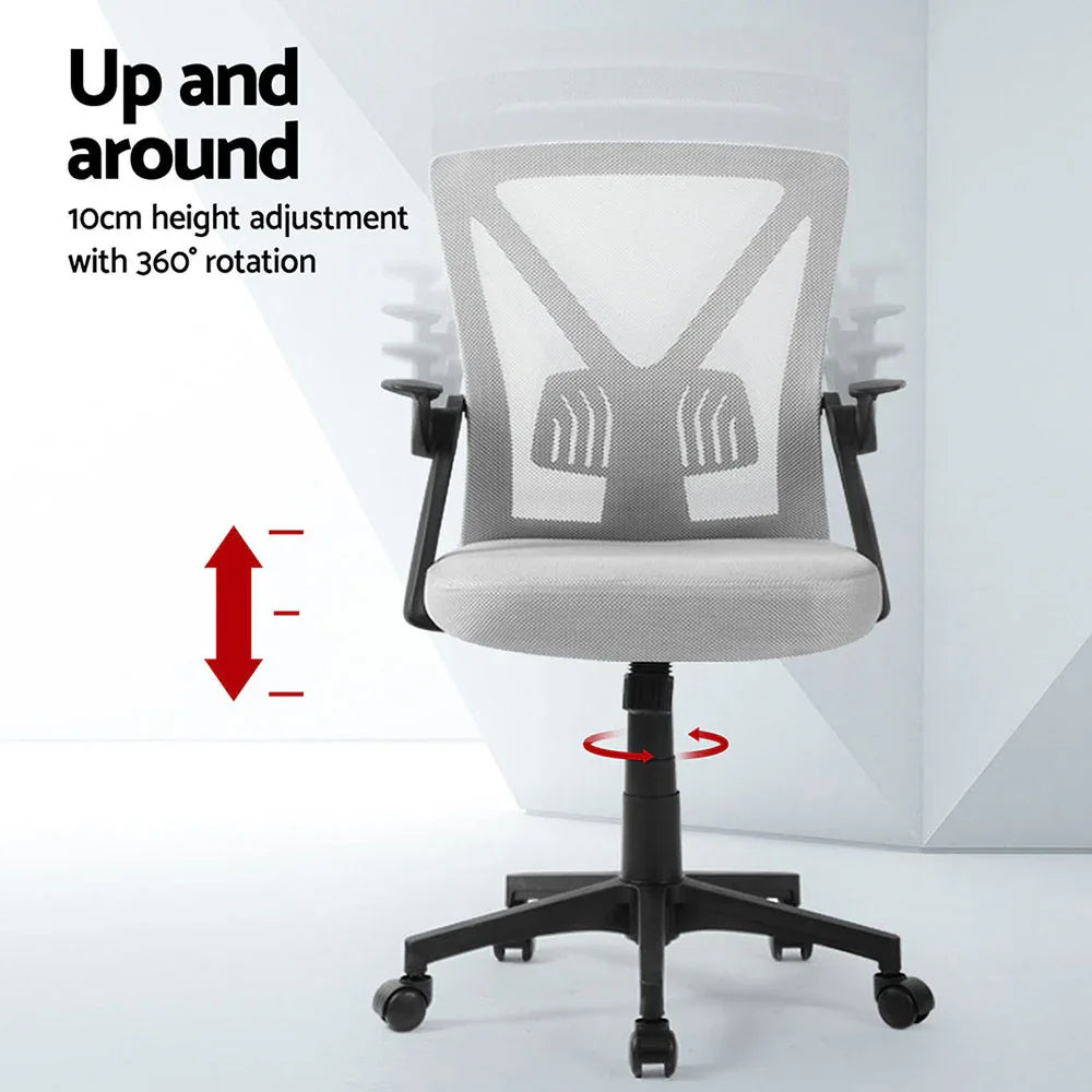Artiss 2x Mesh Office Chair Mid Back Grey - Mekamart Australia