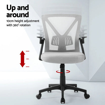 Artiss 2x Mesh Office Chair Mid Back Grey - Mekamart Australia