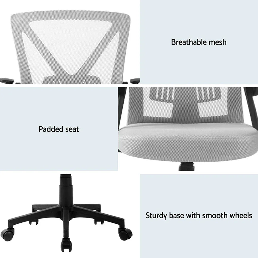 Artiss 2x Mesh Office Chair Mid Back Grey - Mekamart Australia