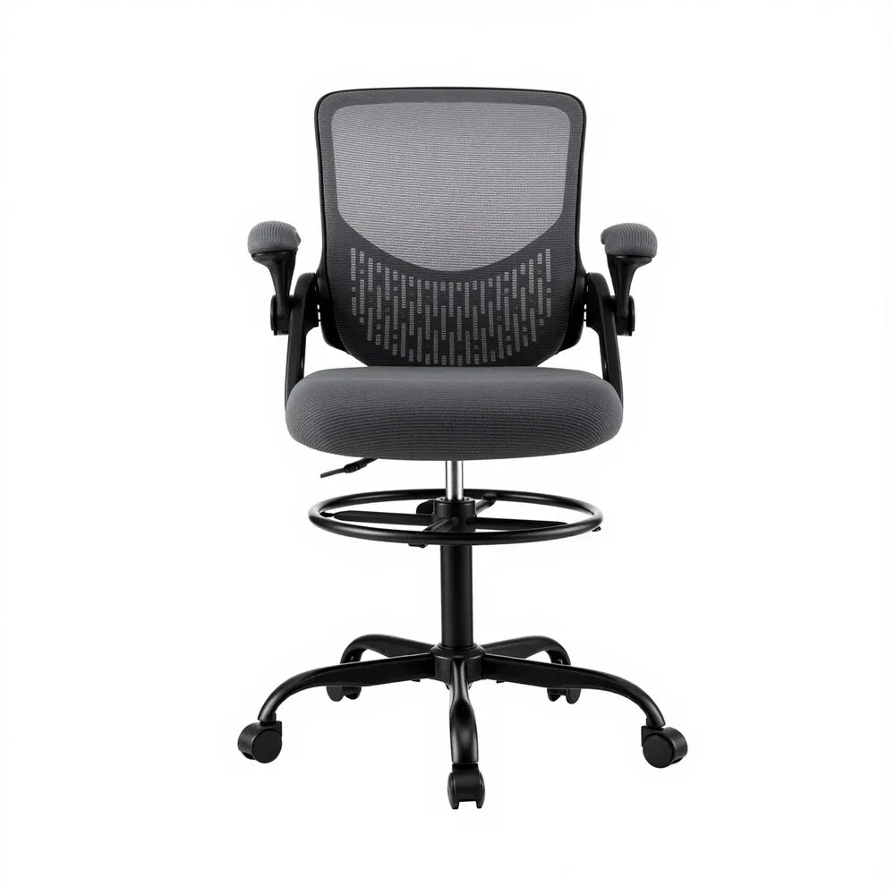 Artiss Office Chair Drafting Chairs Stool Computer Desk Studios Mesh Grey - Mekamart Australia
