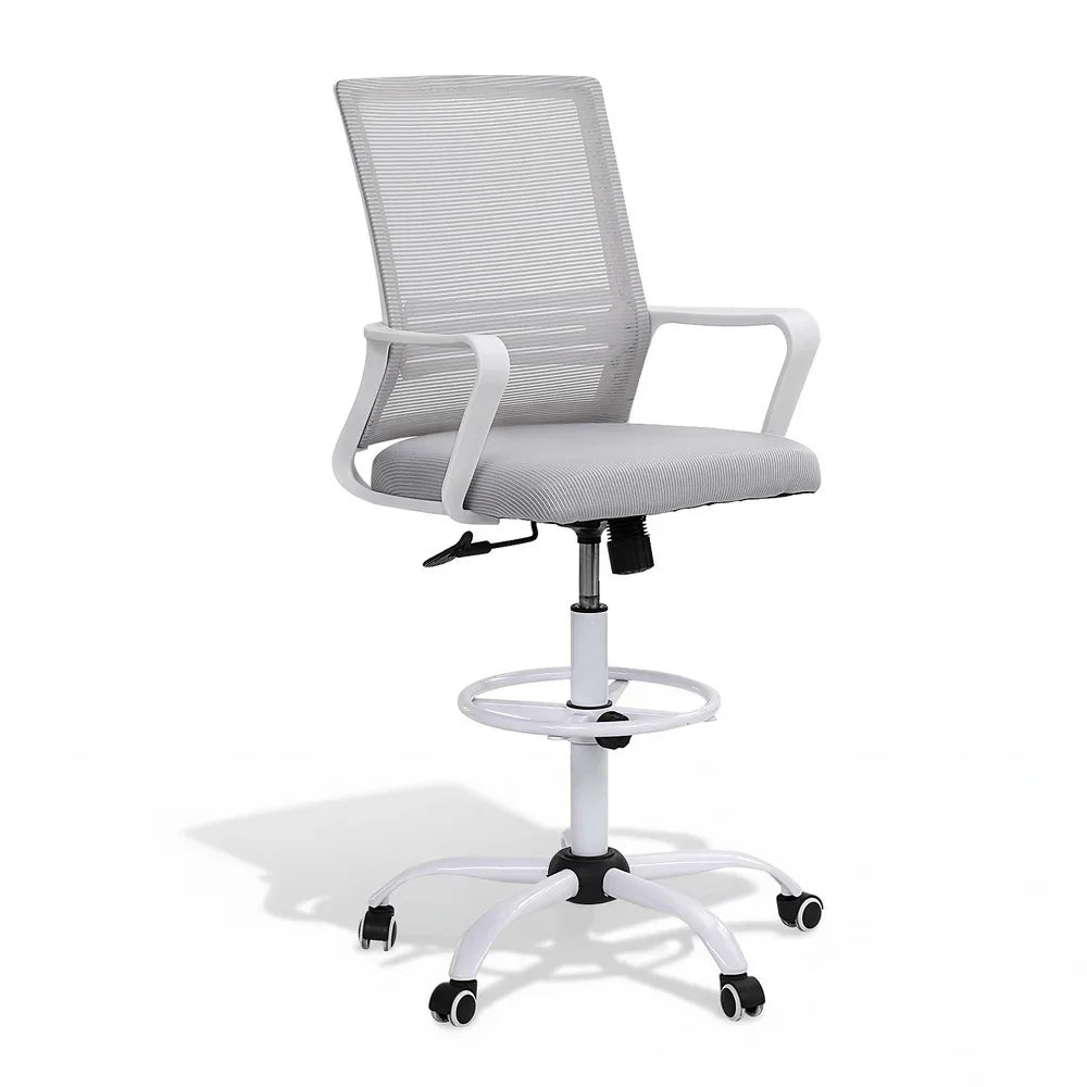 Artiss Office Chair Drafting Chairs Stool Computer Desk Studios Mesh White - Mekamart Australia