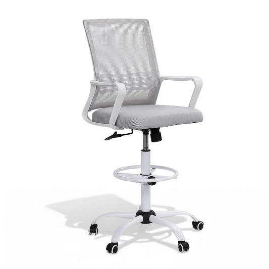 Artiss Office Chair Drafting Chairs Stool Computer Desk Studios Mesh White - Mekamart Australia