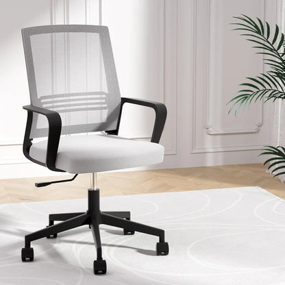 Artiss Mesh Office Chair Computer Gaming Desk Chairs Work Study Mid Back Grey - Mekamart Australia