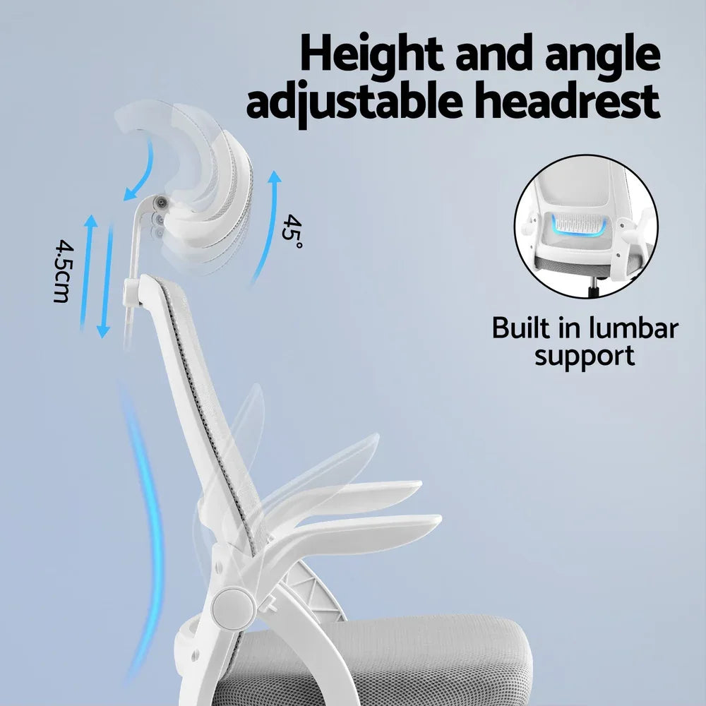 Artiss Ergonomic Office Chair Computer Desk Chairs Headrest Adjustable Grey - Mekamart Australia