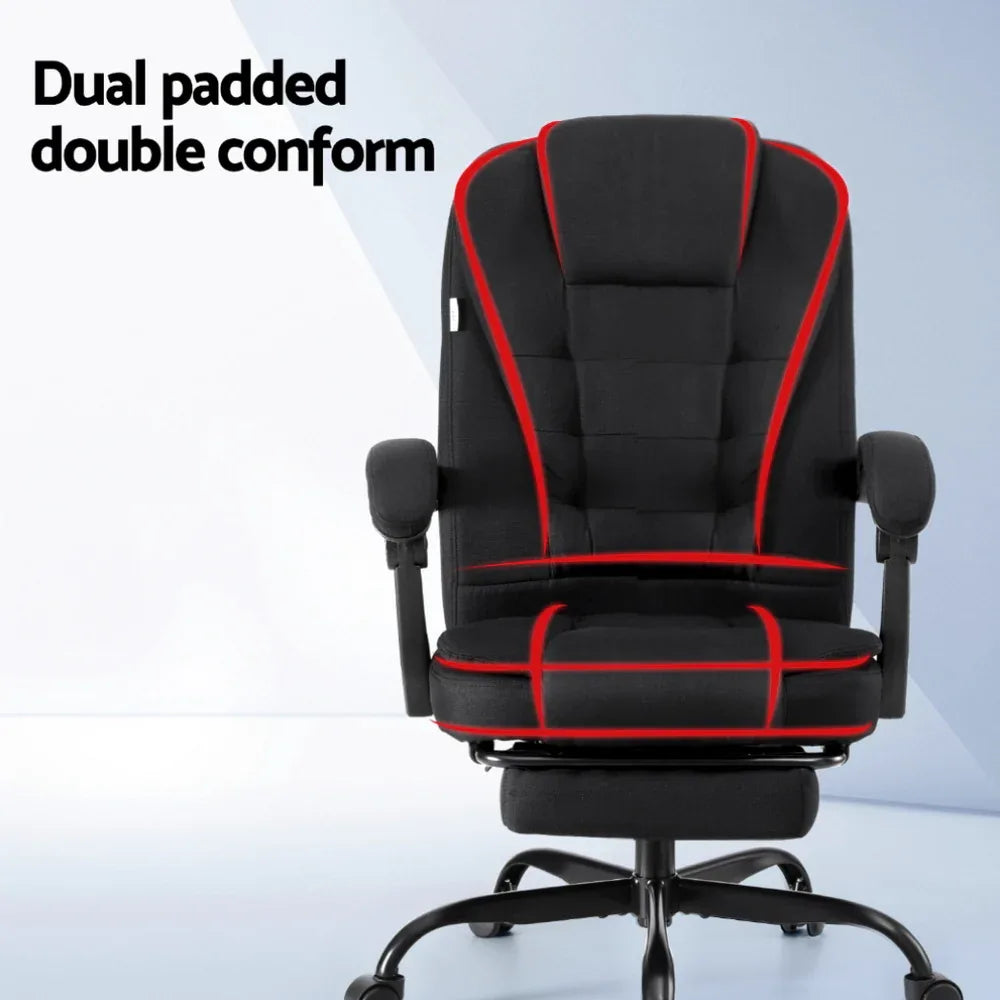Artiss Office Chair Executive Fabric Seat Racing Computer Desk Chairs Footrest - Mekamart Australia