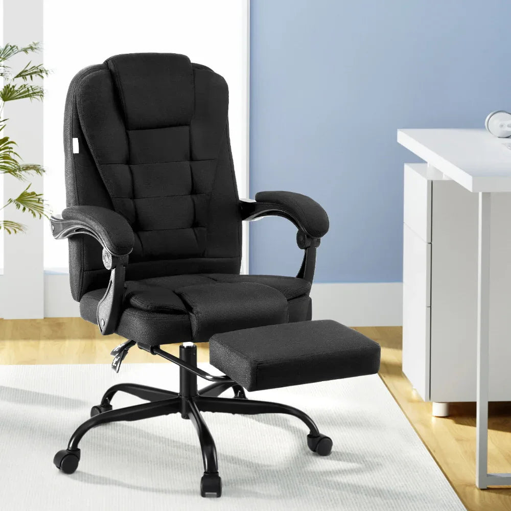 Artiss Office Chair Executive Fabric Seat Racing Computer Desk Chairs Footrest - Mekamart Australia