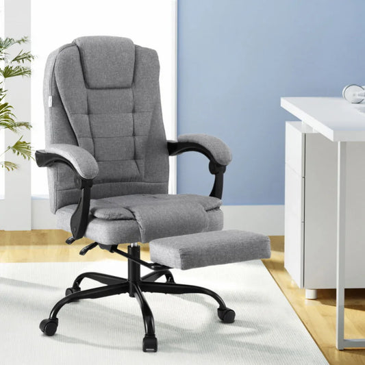 Artiss Office Chair Executive Fabric Seat Racing Computer Desk Chairs Footrest - Mekamart Australia