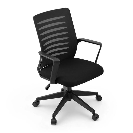 Artiss Ergonomic Office Chair Mesh Computer Desk Chairs with Lumbar Support, Height Adjustment Swivel Chair Mid Back for Home Office Study, Black - Mekamart Australia