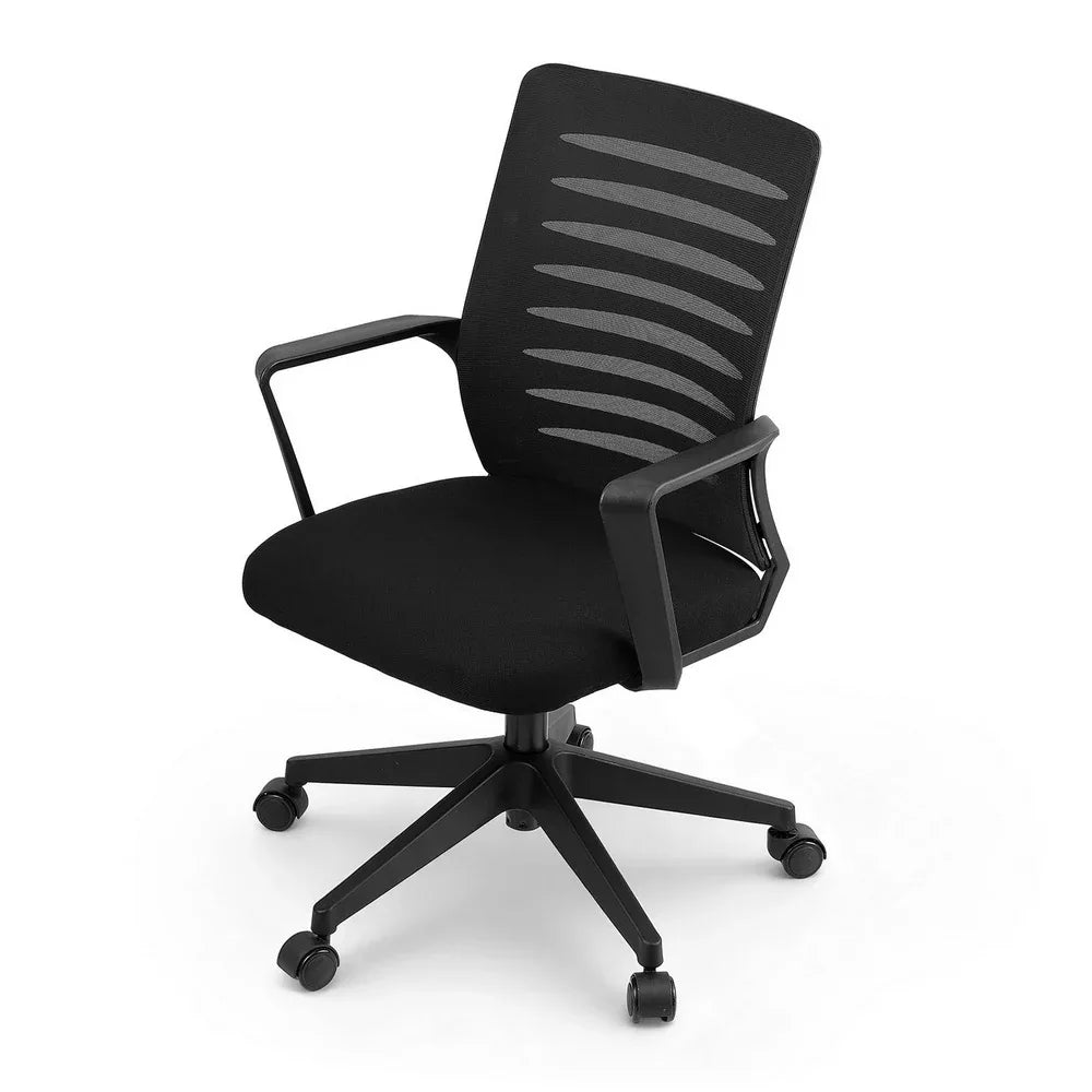 Artiss Ergonomic Office Chair Mesh Computer Desk Chairs with Lumbar Support, Height Adjustment Swivel Chair Mid Back for Home Office Study, Black - Mekamart Australia