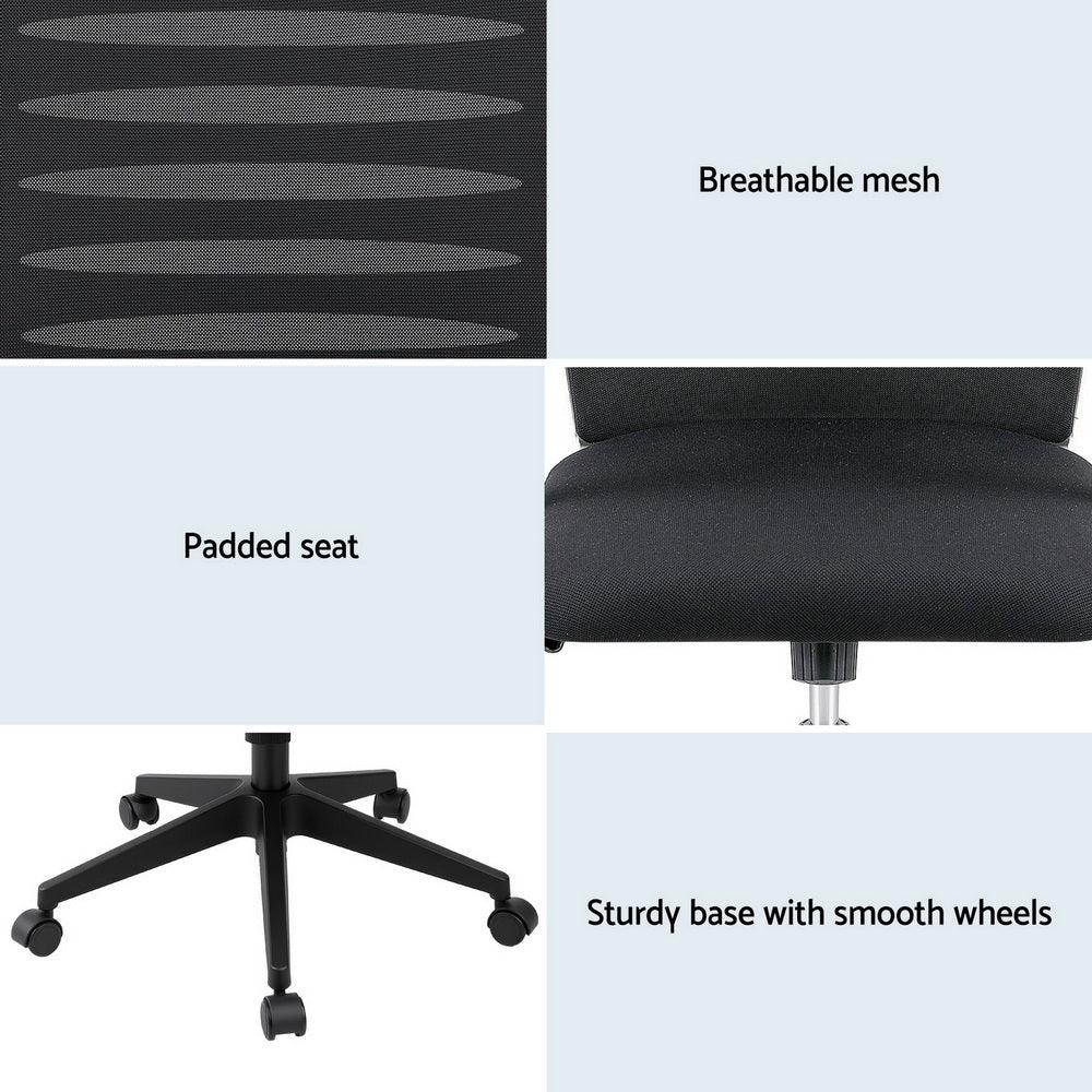 Artiss Ergonomic Office Chair Mesh Computer Desk Chairs with Lumbar Support, Height Adjustment Swivel Chair Mid Back for Home Office Study, Black - Mekamart Australia
