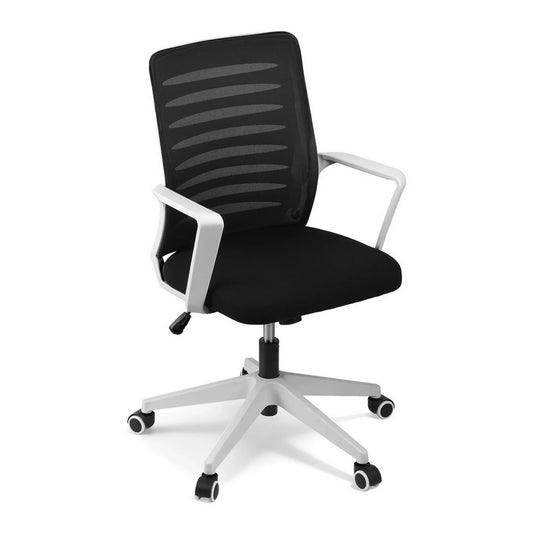Artiss Ergonomic Office Chair Mesh Computer Desk Chairs with Lumbar Support, Height Adjustment Swivel Chair Mid Back for Home Office Study, Black and White - Mekamart Australia