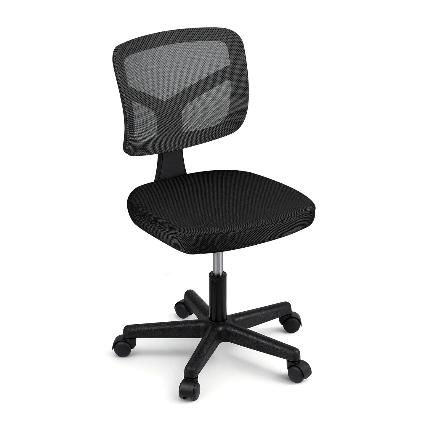 Artiss Armless Office Chair with Wheels, Ergonomic 360° Swivel Home Office Desk Chair, Height Adjustable Computer Task Chair with Fabric Back and Seat for Small Space, Black - Mekamart Australia