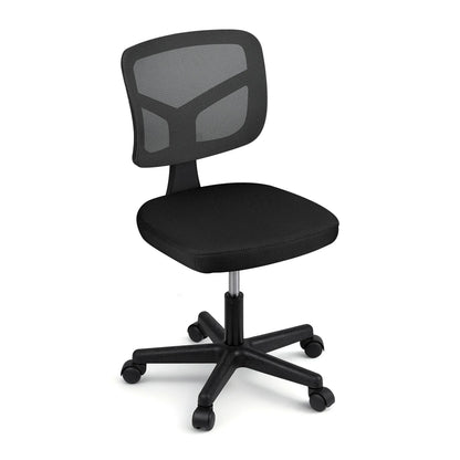 Artiss Armless Office Chair with Wheels, Ergonomic 360° Swivel Home Office Desk Chair, Height Adjustable Computer Task Chair with Fabric Back and Seat for Small Space, Black - Mekamart Australia