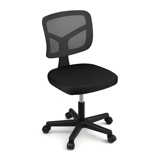 Artiss Armless Office Chair with Wheels, Ergonomic 360° Swivel Home Office Desk Chair, Height Adjustable Computer Task Chair with Fabric Back and Seat for Small Space, Black - Mekamart Australia