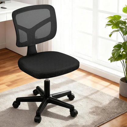 Artiss Armless Office Chair with Wheels, Ergonomic 360° Swivel Home Office Desk Chair, Height Adjustable Computer Task Chair with Fabric Back and Seat for Small Space, Black - Mekamart Australia