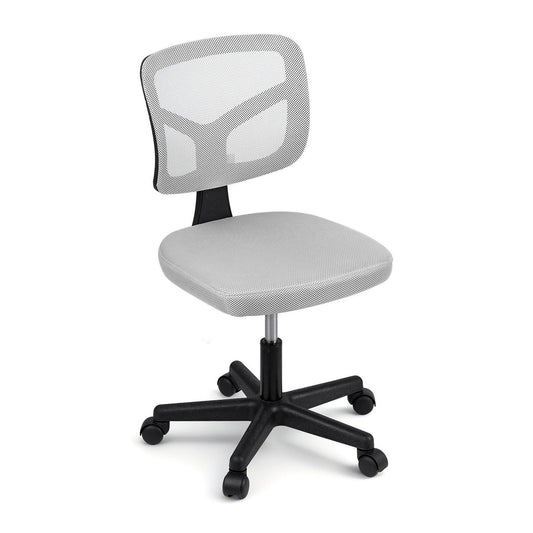 Artiss Armless Office Chair with Wheels, Ergonomic 360° Swivel Home Office Desk Chair, Height Adjustable Computer Task Chair with Fabric Back and Seat for Small Space, Grey - Mekamart Australia