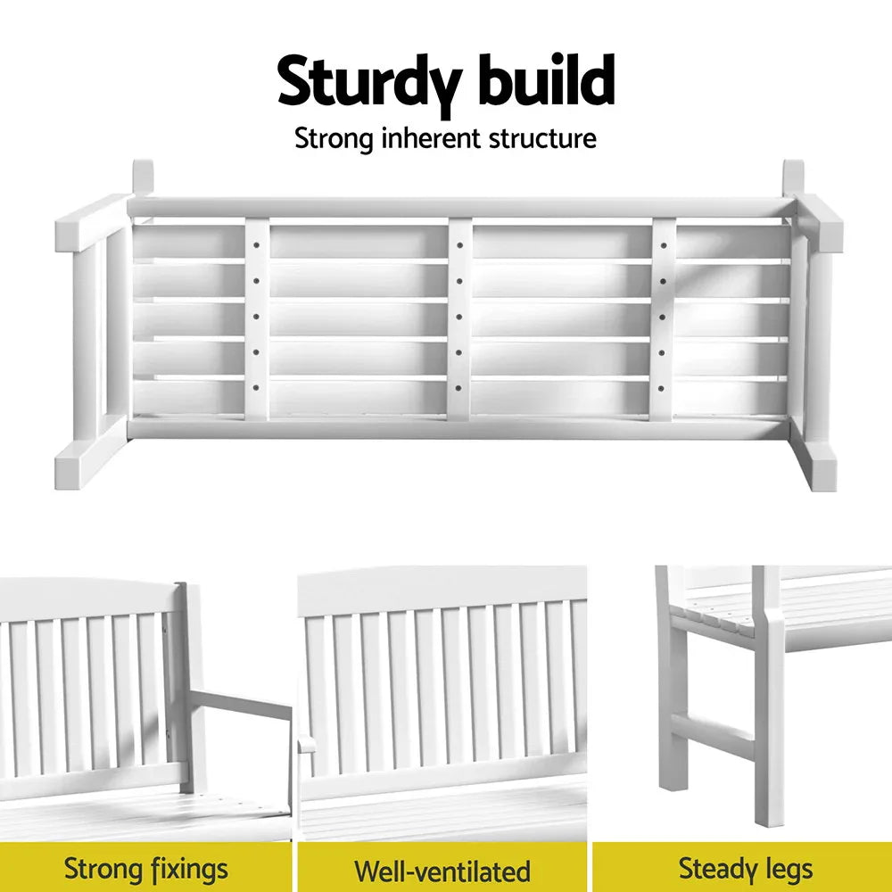 Gardeon Outdoor Garden Bench Wooden 2 Seater Lounge Chair Patio Furniture White - Mekamart Australia