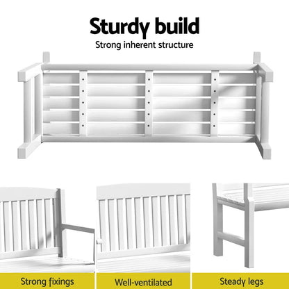 Gardeon Outdoor Garden Bench Wooden 2 Seater Lounge Chair Patio Furniture White - Mekamart Australia