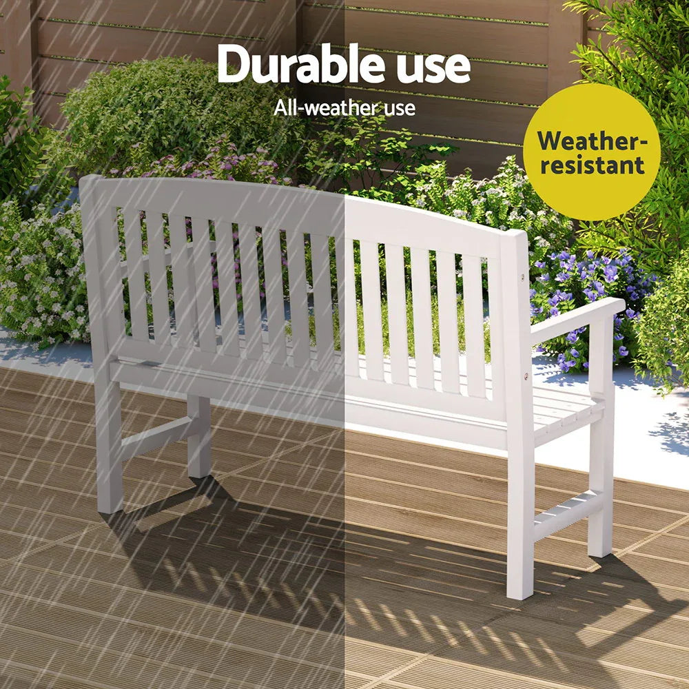 Gardeon Outdoor Garden Bench Wooden 2 Seater Lounge Chair Patio Furniture White - Mekamart Australia