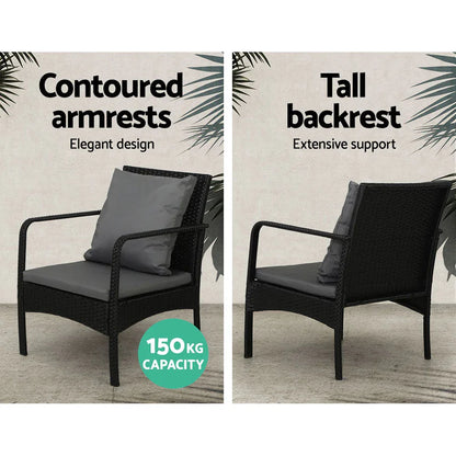 Gardeon Outdoor Sofa Set Lounge Setting Wicker Table and Chairs Garden Patio Furniture - Mekamart Australia