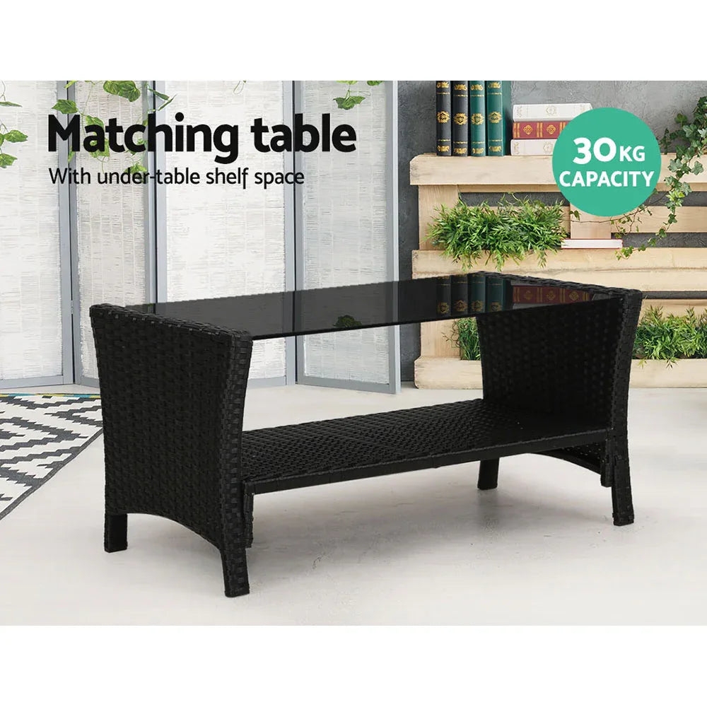 Gardeon Outdoor Sofa Set Lounge Setting Wicker Table and Chairs Garden Patio Furniture - Mekamart Australia