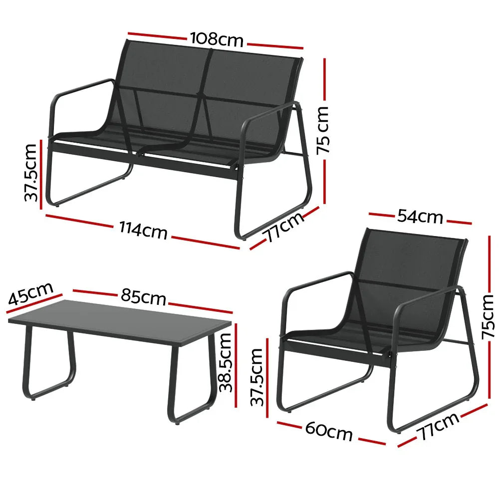 Gardeon Outdoor Sofa Set Lounge Setting Textilene Table and Chairs Garden Patio Furniture - Mekamart Australia