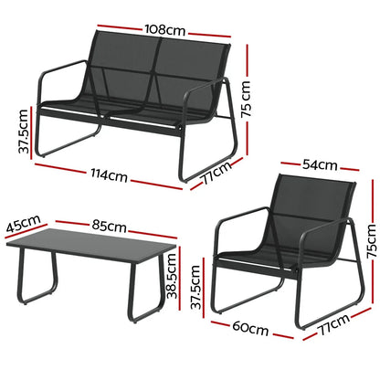 Gardeon Outdoor Sofa Set Lounge Setting Textilene Table and Chairs Garden Patio Furniture - Mekamart Australia