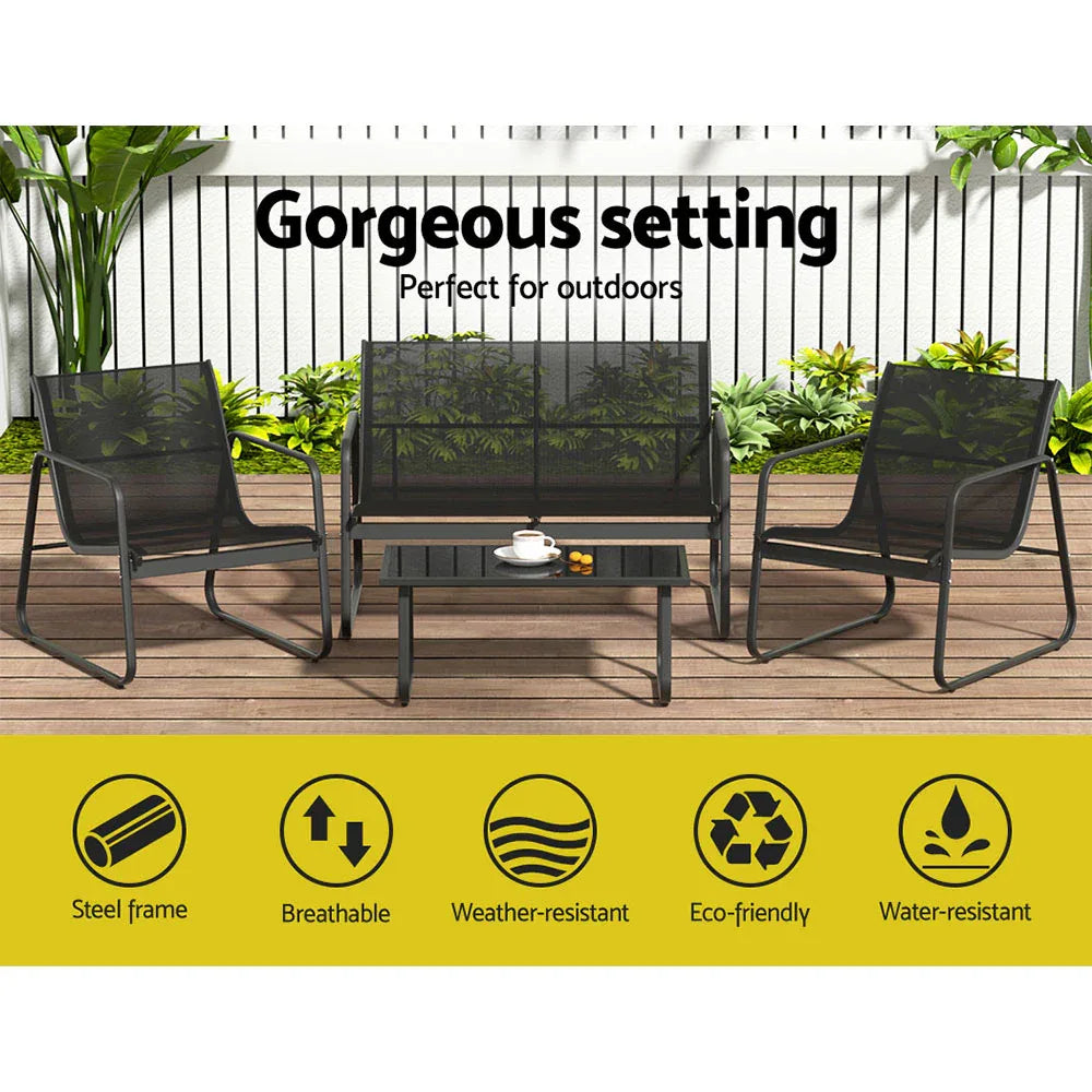 Gardeon Outdoor Sofa Set Lounge Setting Textilene Table and Chairs Garden Patio Furniture - Mekamart Australia