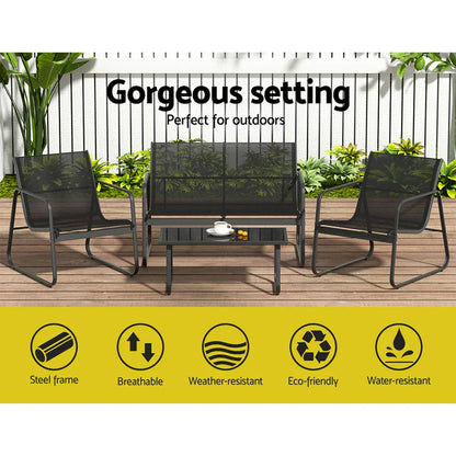 Gardeon Outdoor Sofa Set Lounge Setting Textilene Table and Chairs Garden Patio Furniture - Mekamart Australia