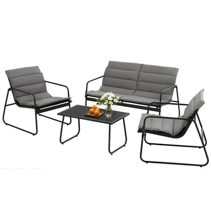 Gardeon 4PCS Outdoor Sofa Set Table and Chairs Cushion textilene Patio Furniture - Mekamart Australia