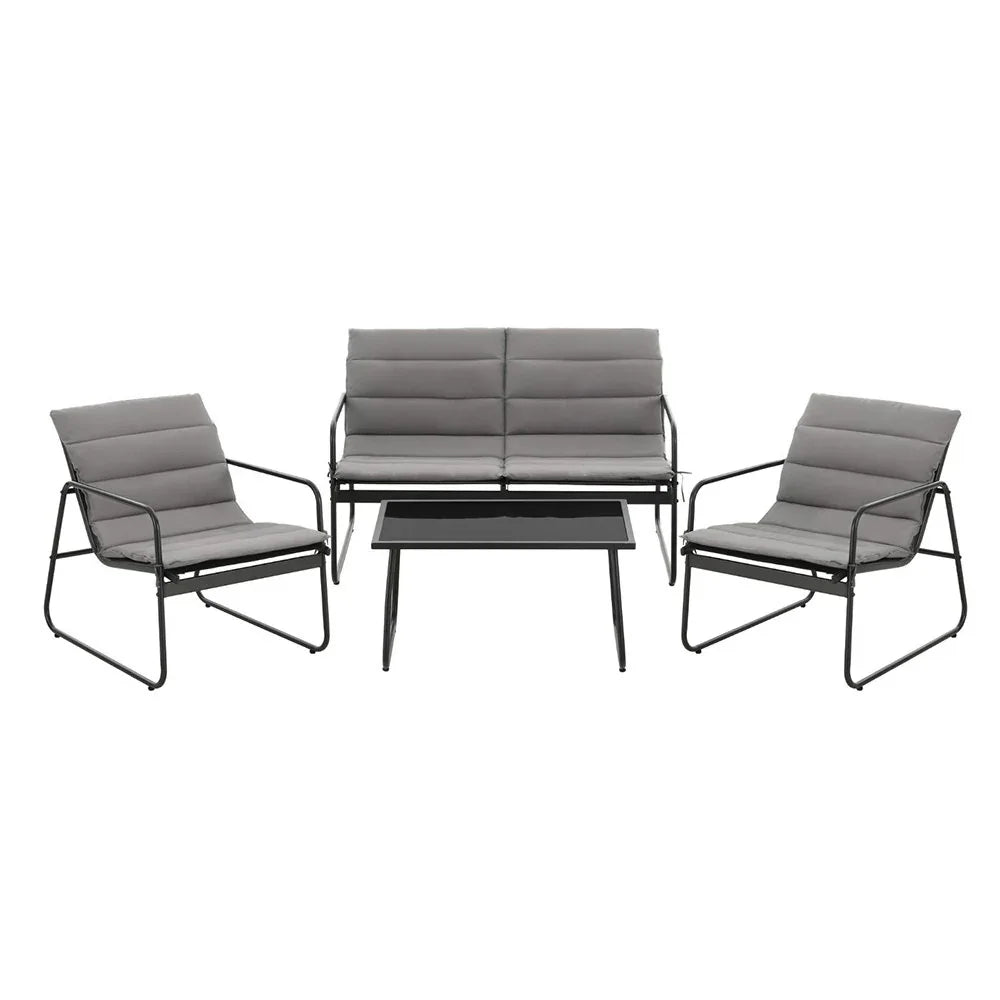 Gardeon 4PCS Outdoor Sofa Set Table and Chairs Cushion textilene Patio Furniture - Mekamart Australia
