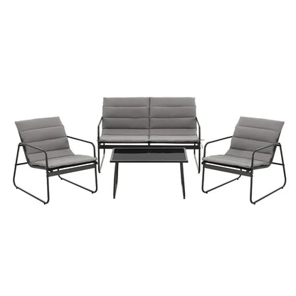 Gardeon 4PCS Outdoor Sofa Set Table and Chairs Cushion textilene Patio Furniture - Mekamart Australia