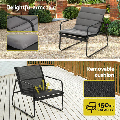 Gardeon 4PCS Outdoor Sofa Set Table and Chairs Cushion textilene Patio Furniture - Mekamart Australia