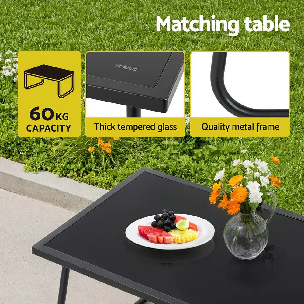 Gardeon 4PCS Outdoor Sofa Set Table and Chairs Cushion textilene Patio Furniture - Mekamart Australia