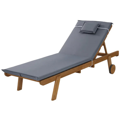 Gardeon Sun Lounge Wooden Lounger Outdoor Furniture Day Bed Wheels Patio Grey - Mekamart Australia