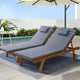 Gardeon 2x Sun Lounge Wooden Lounger Outdoor Furniture Day Bed Wheel Patio Grey - Mekamart Australia