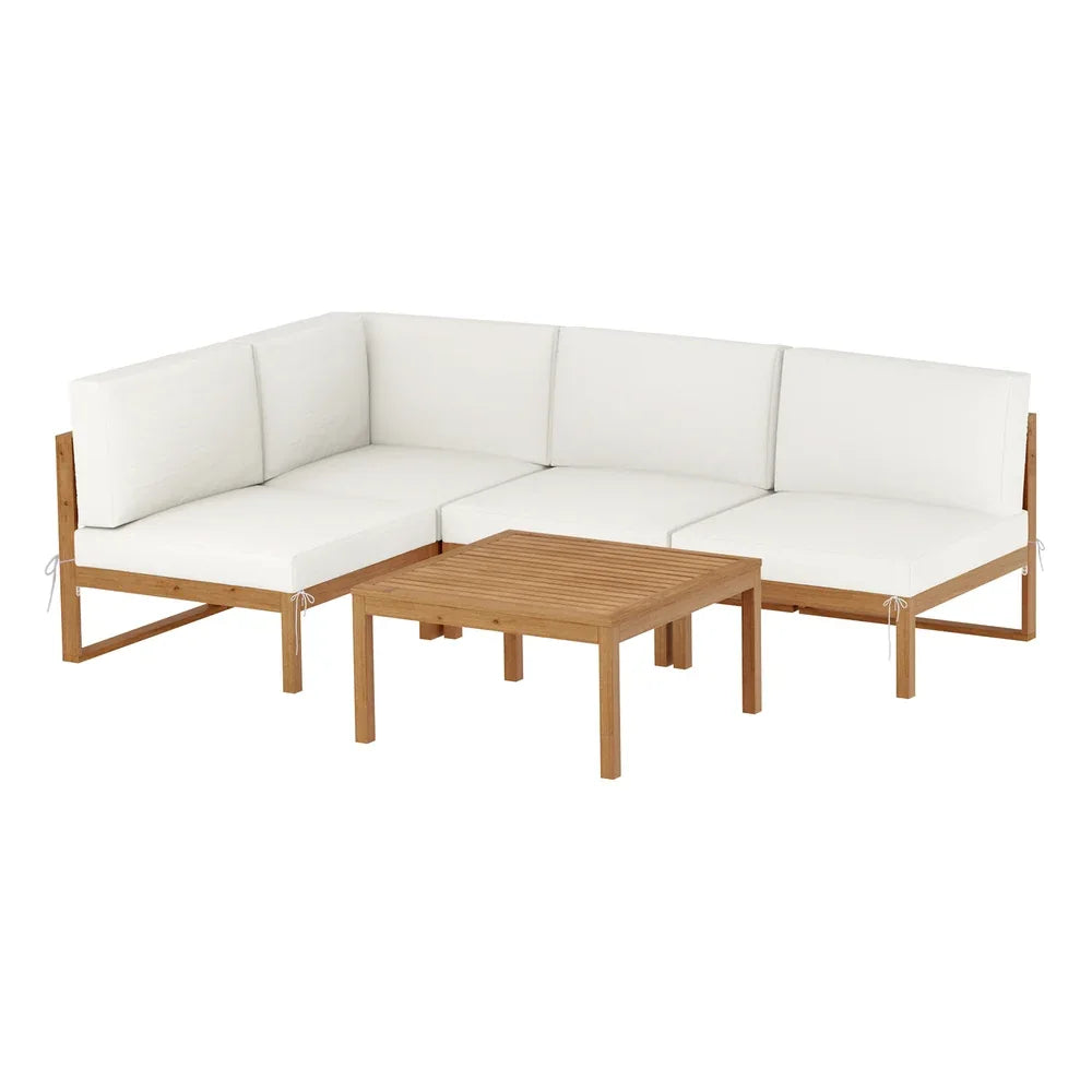 Gardeon 4-Seater Outdoor Sofa Set Wooden Lounge Setting 5PCS - Mekamart Australia