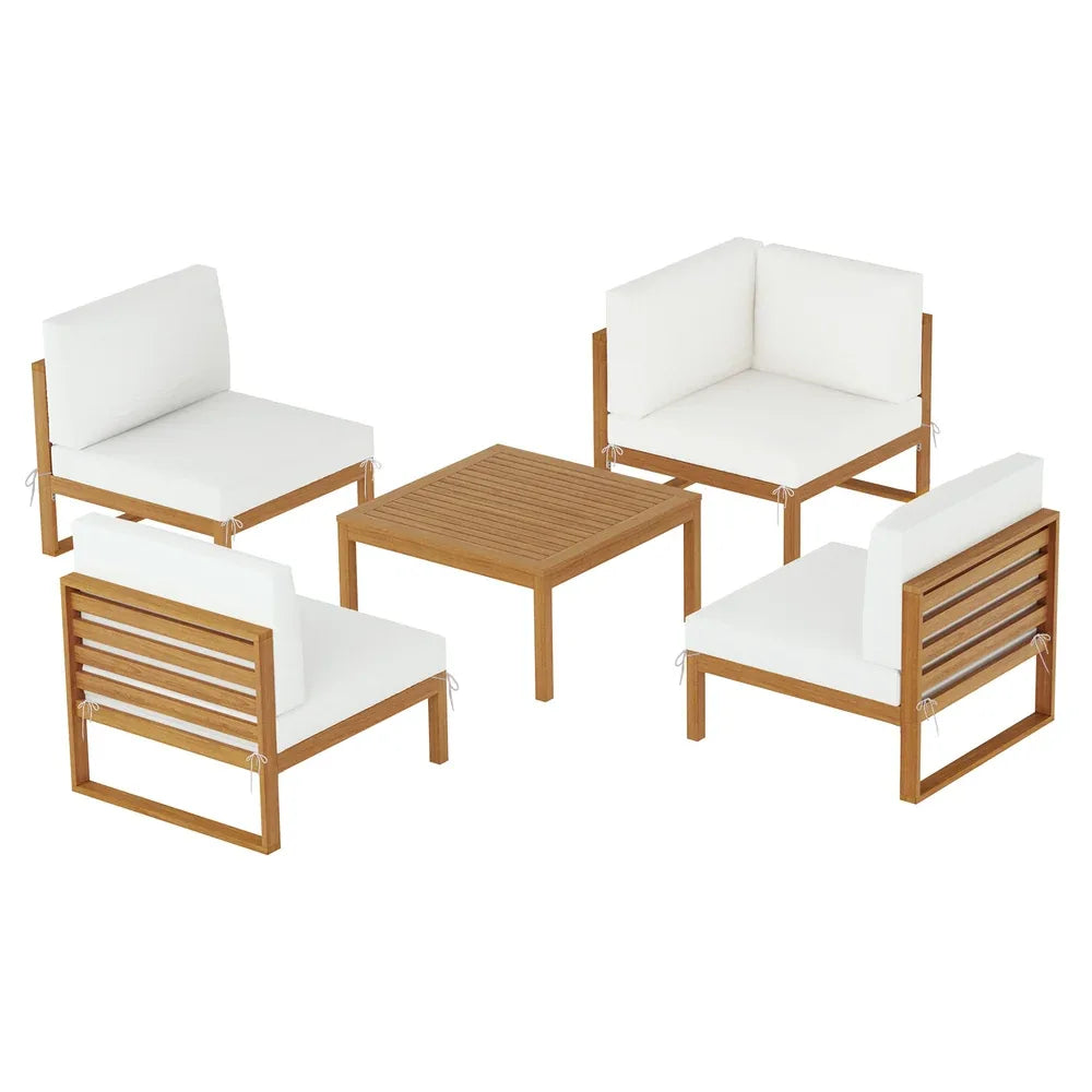 Gardeon 4-Seater Outdoor Sofa Set Wooden Lounge Setting 5PCS - Mekamart Australia