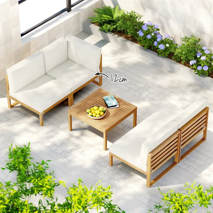 Gardeon 4-Seater Outdoor Sofa Set Wooden Lounge Setting 5PCS - Mekamart Australia