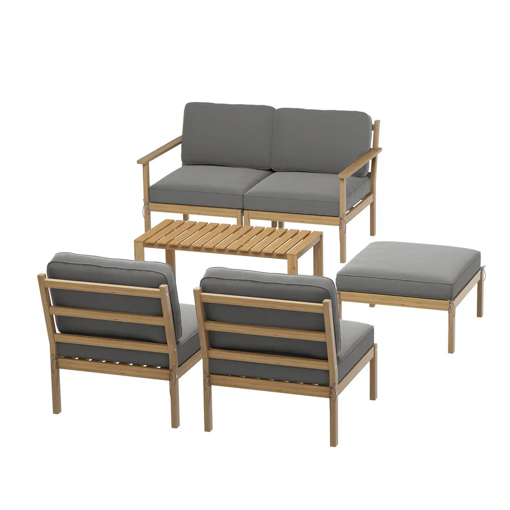 Gardeon 5-Seater Outdoor Sofa Set Wooden Lounge Setting 6PCS - Mekamart Australia