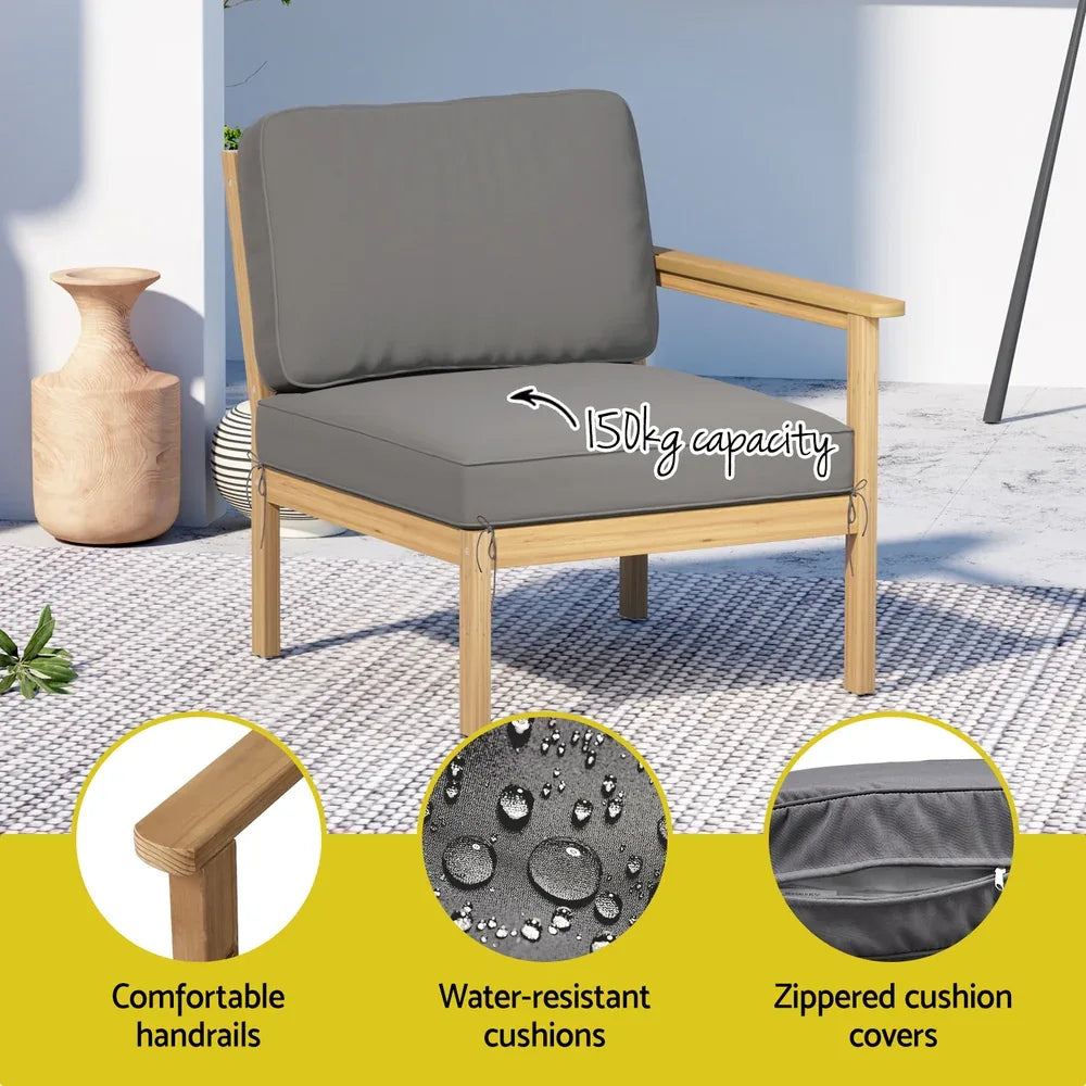 Gardeon 5-Seater Outdoor Sofa Set Wooden Lounge Setting 6PCS - Mekamart Australia