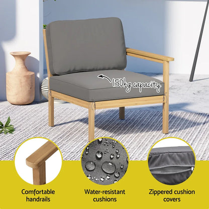 Gardeon 5-Seater Outdoor Sofa Set Wooden Lounge Setting 6PCS - Mekamart Australia