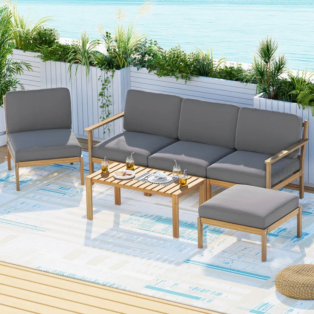 Gardeon 5-Seater Outdoor Sofa Set Wooden Lounge Setting 6PCS - Mekamart Australia